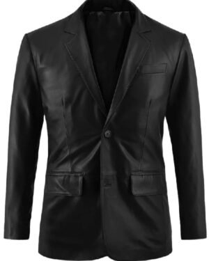 CLASSIC LEATHER BLAZER BLACK FOR MEN'S