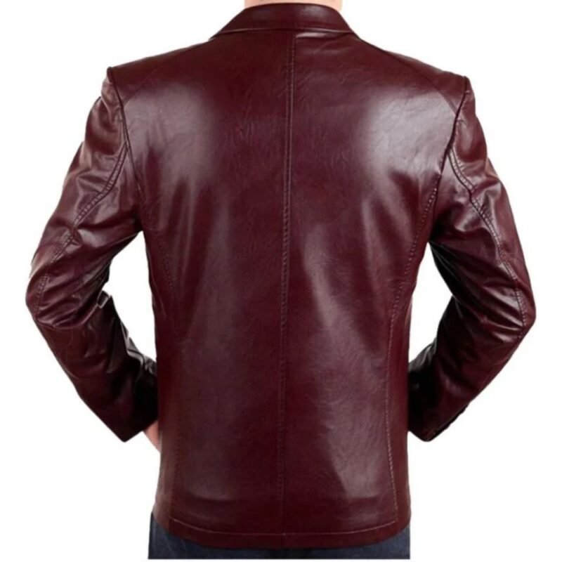 Men's Maroon Leather Blazer