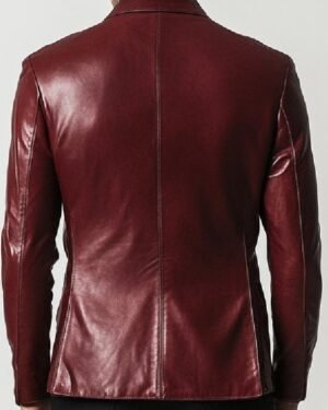 Maroon Leather Blazer forMen's