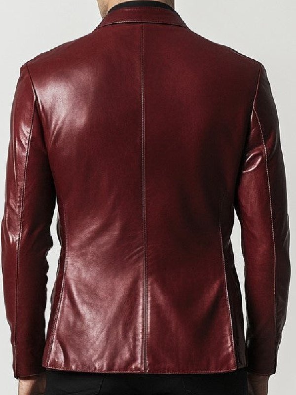 Maroon Leather Blazer forMen's