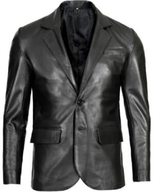 Men's Black Blazer Leather Jacket