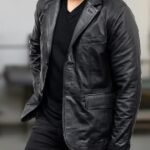 Men's Real Lambskin Black Leather Blazer