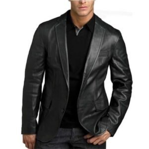 CLASSIC LEATHER BLAZER BLACK FOR MEN'S
