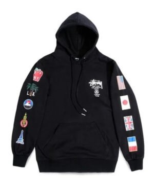 Stussy World Flags Black Pullover Hoodie