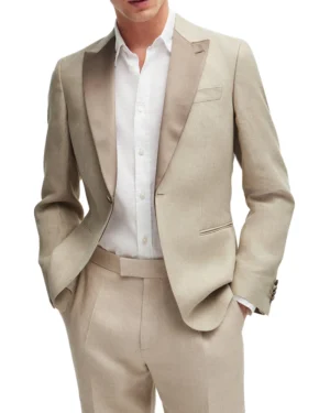 Men’s Beige Wedding Tuxedo 2 Piece Suit