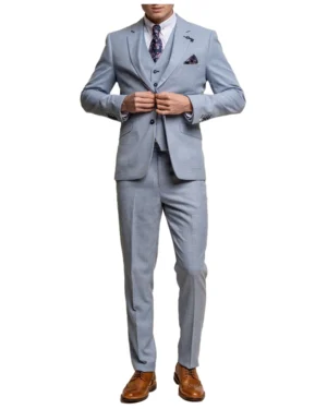 Aqua Blue 3 Piece Prom Mens Suit
