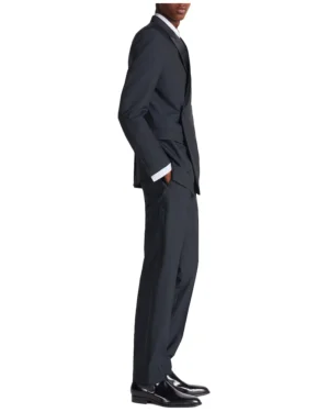 Asymmetrical Closure Navy Blue Two Piece Tuxedo