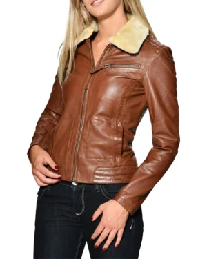 Aurora Brown Shearling Leather Jacket