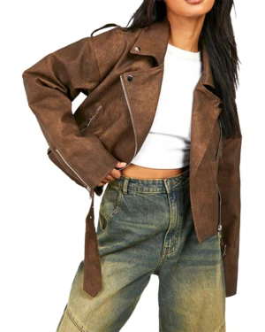 Stylish Brown Women’s Biker Leather Jacket