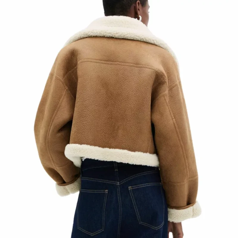 Shealing Lined Brown Women’s Cropped Jacket