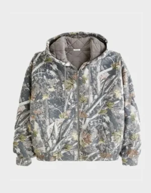 Mens Abercrombie Camo Quilted Pullover Hoodie