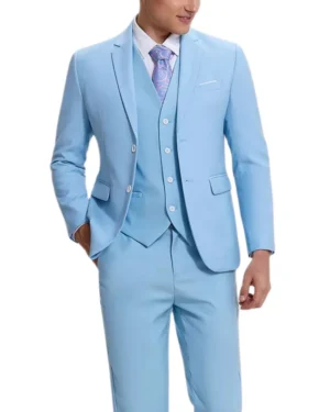 Men’s Three Piece Blue Casual Wedding Suit