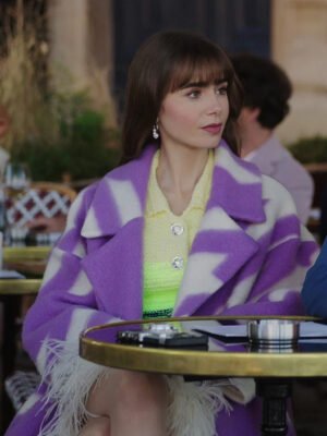Lily Collins Emily Cooper Emily in Paris Season 3 Purple Coat