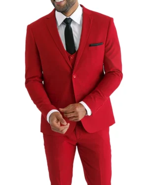 Three Piece Red Tailor Fit For Men Suit