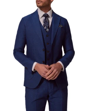 Italian Blue Three Piece Suit for Mens