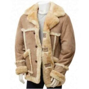 Brown Sand Leather Mens Sheepskin Coat