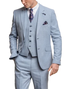 Aqua Blue 3 Piece Prom Suit Mens