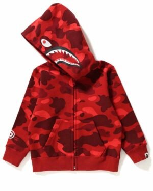 Bape Red Camo Shark Zipper Hoodie