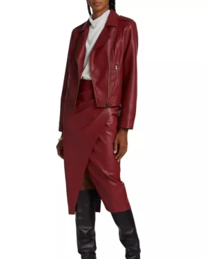 Maria Red Leather Moto Jacket