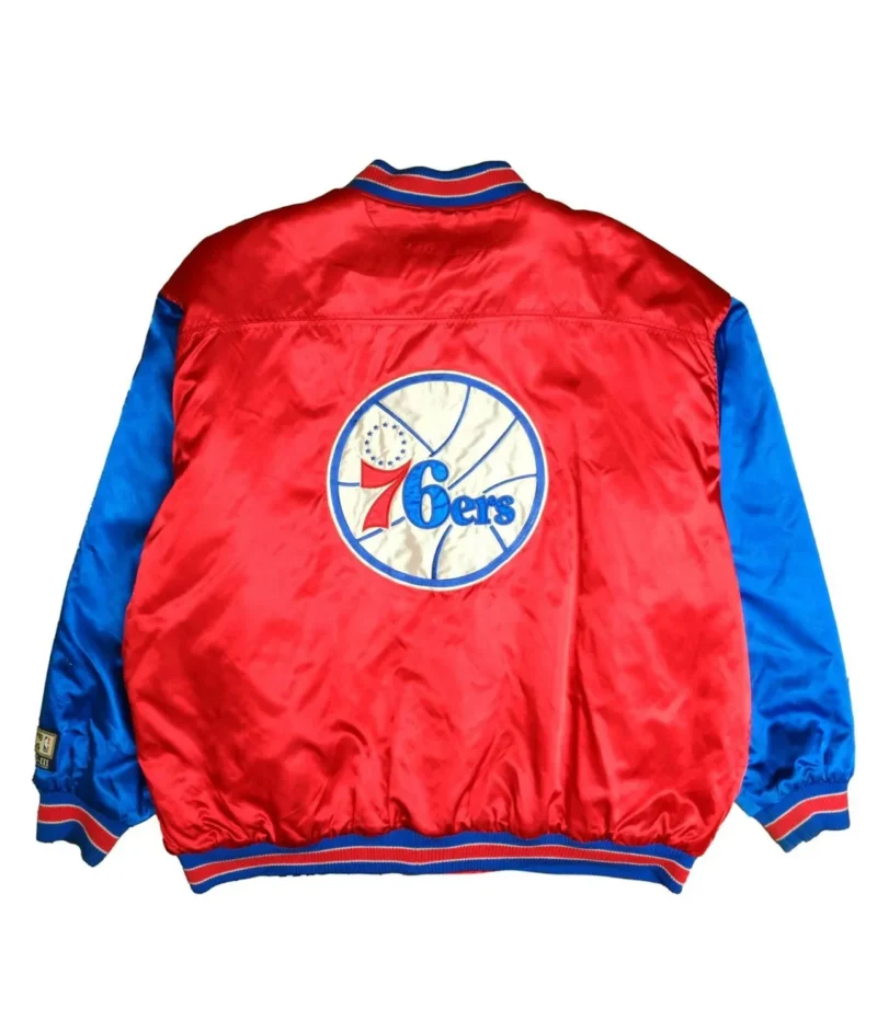 Philadelphia 76ers Classics Red and Blue Satin Jacket
