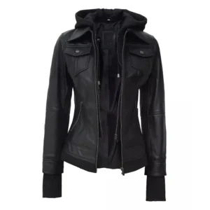 Womens Black Bomber Leather Jacket