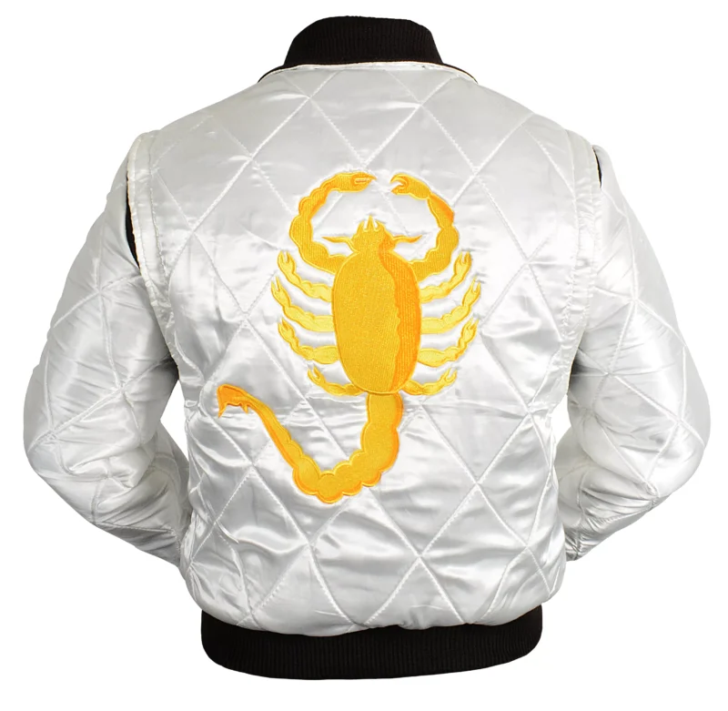 Ryan Gosling White Drive Scorpion Bomber Jacket