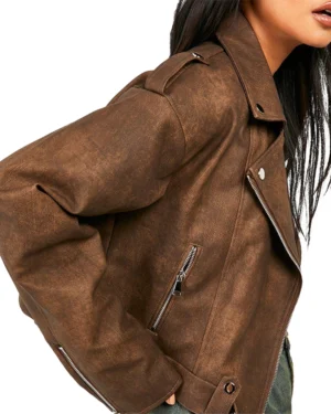 Stylish Brown Women’s Biker Jacket Leather