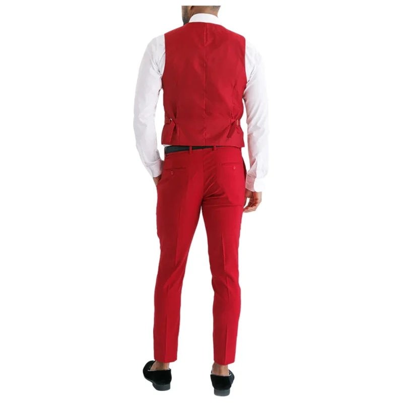 Three Piece Red Tailor Fit Suit For Men