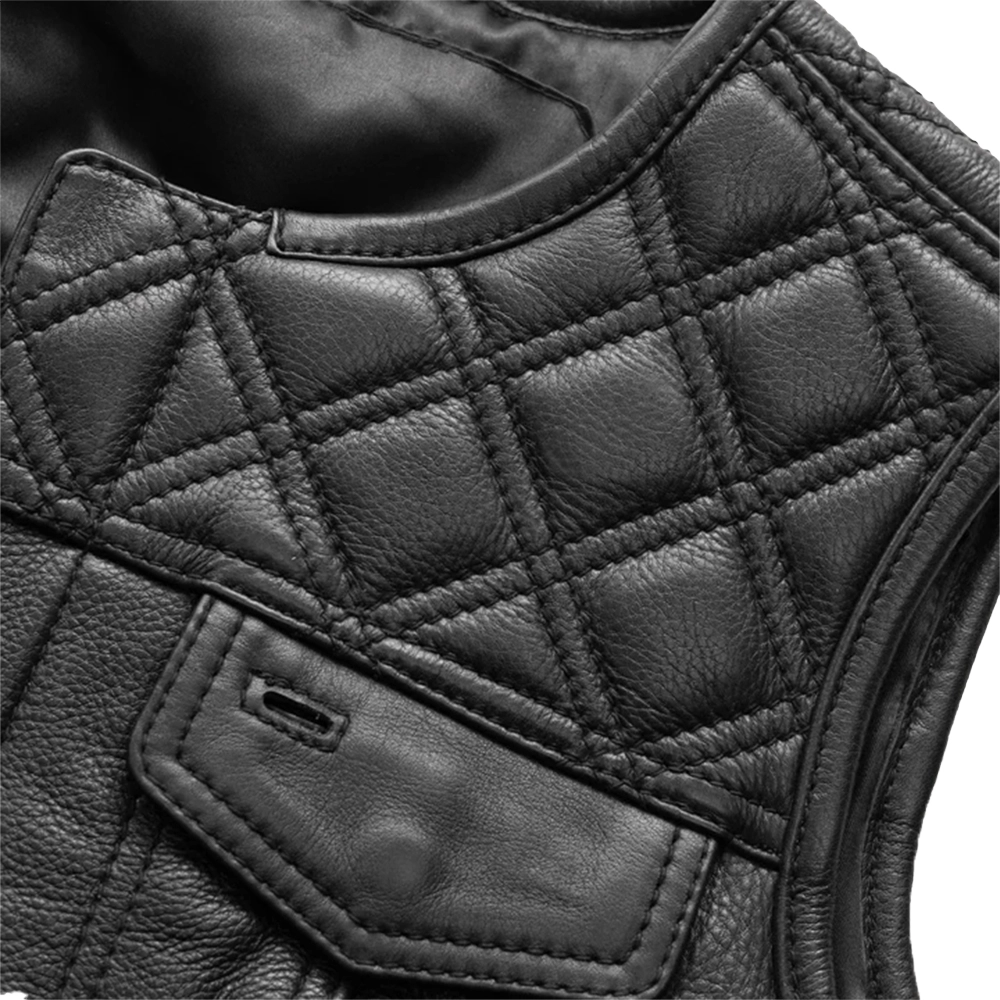 Black Leather Quilted Vest Womens The Famous Jackets
