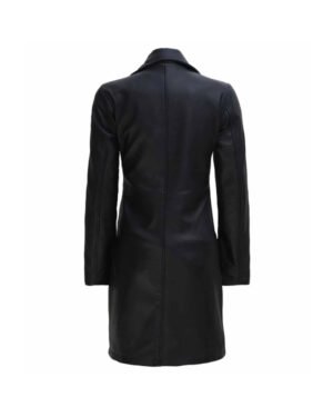 Women’s Black Leather Trench Coat