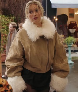 Camille TV Series Emily In Paris S04 Camille Razat Faux Fur Trim Suede Jacket