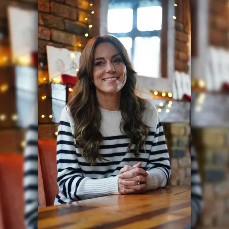Kate Middleton Striped Black & Sweater White