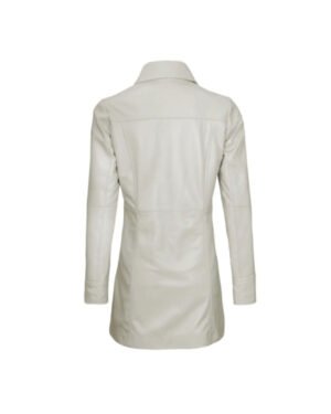 Womens Off White Leather Coat