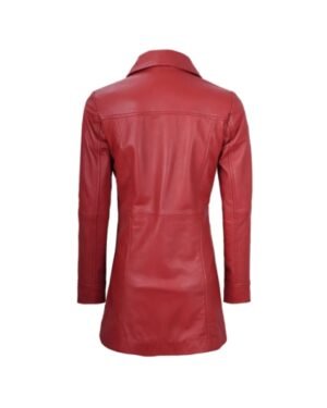 Womens Red Leather Coat