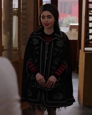 Emily in Paris S04 Lily Collins Floral Cape Coat