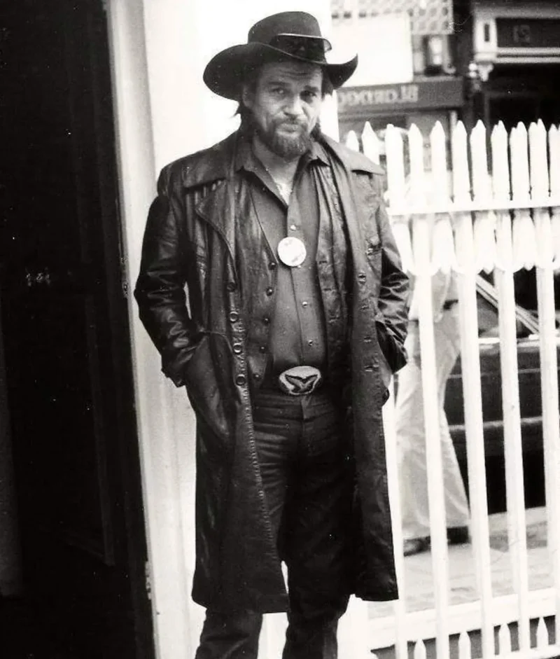 Waylon Jennings Black Leather Cowboy Coat