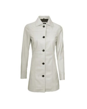 Off White Leather Coat For Women’s