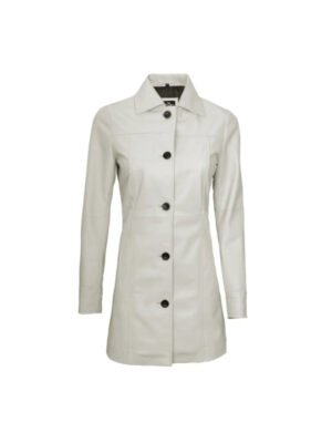 Off White Leather Coat For Women’s