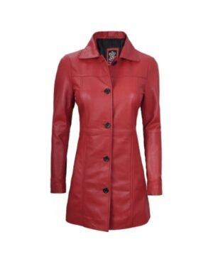 Red Leather Coat For Womens