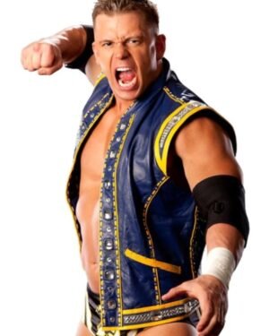 Alex-Riley WWE Blue Leather Jacket Vest
