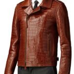 Alligator Brown Leather Jacket