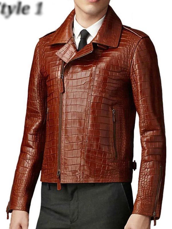 Alligator Brown Leather Jacket