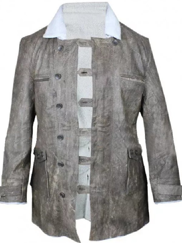 Bane Dark Knight Rises Grey Shearling Coat