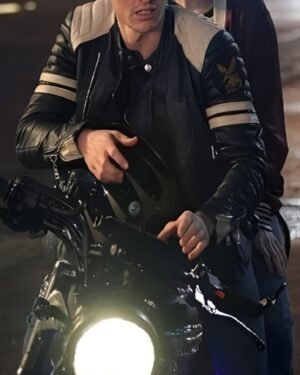 Brad Pitt Fight Club Mayhem Black Jacket With White Stripes