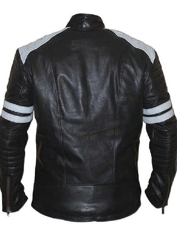 Brad Pitt Fight Club Mayhem Black Jacket WithWhite Stripes