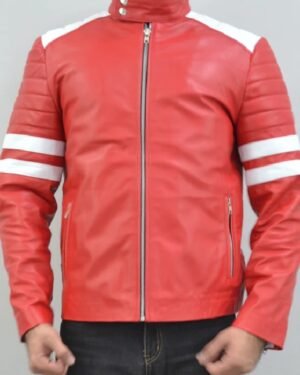 Brad Pitt Fight Club Mayhem RedWhite Stripes Jacket