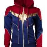 Brie Larson Captain Marvel Red & Blue Costume Hoodie