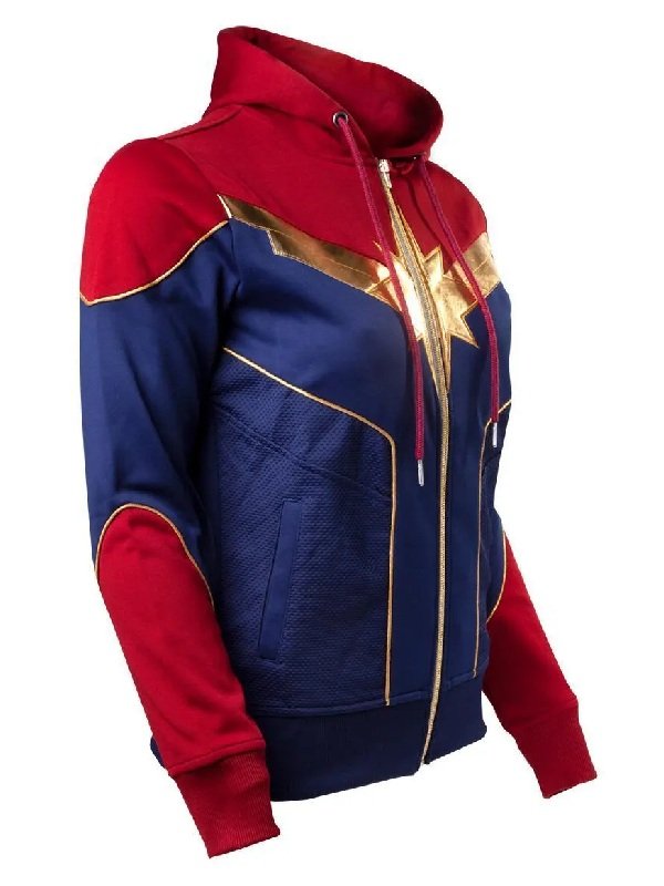 Brie Larson Captain MarvelRed & Blue Costume Hoodie