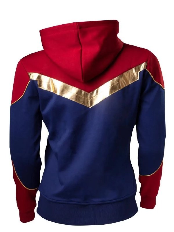 Brie LarsonCaptain Marvel Red & Blue Costume Hoodie