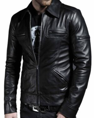 Classic Black Leather Jacket Inspired by Samuel Witwer’s Look in Being Human